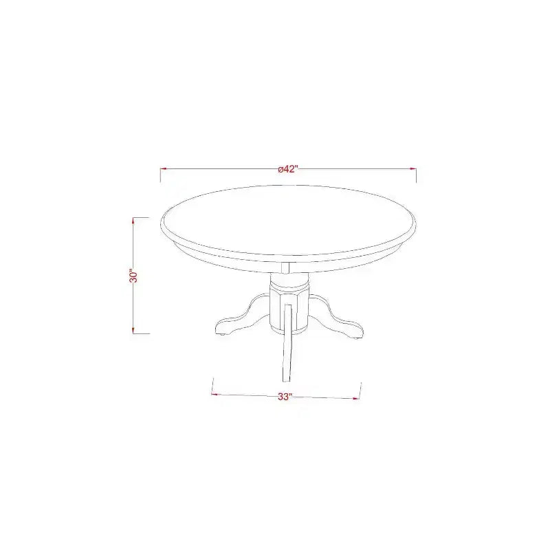Set da pranzo rotondo a 3 pezzi in legno massello bianco lino, 4 posti a sedere