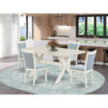Set da pranzo 5 pezzi spazzolato con filo metallico bianco lino con 4 sedie