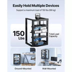 Armadio Rack da Parete 15U, Capacità 150 libbre, Open Frame con Oscillazione a 180 Gradi, Acciaio al Carbonio
