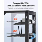 Armadio Rack da Parete 15U, Capacità 150 libbre, Open Frame con Oscillazione a 180 Gradi, Acciaio al Carbonio