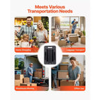 Carrello Pieghevole, Capacità 227 kg, 6 Ruote con Base Espandibile, Nero