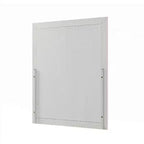 Specchio da parete rettangolare con cornice in legno rosa lucido, 34x39 pollici