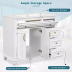 Mobile bagno da 90 cm con lavabo, 3 cassetti, 2 ante con chiusura ammortizzata, bianco con ferramenta oro