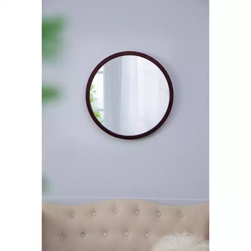 Specchio da parete rotondo 20x20 pollici con cornice in legno per bagno o camera da letto
