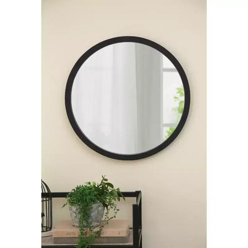 Specchio da parete rotondo 20x20 pollici con cornice in legno per bagno o camera da letto