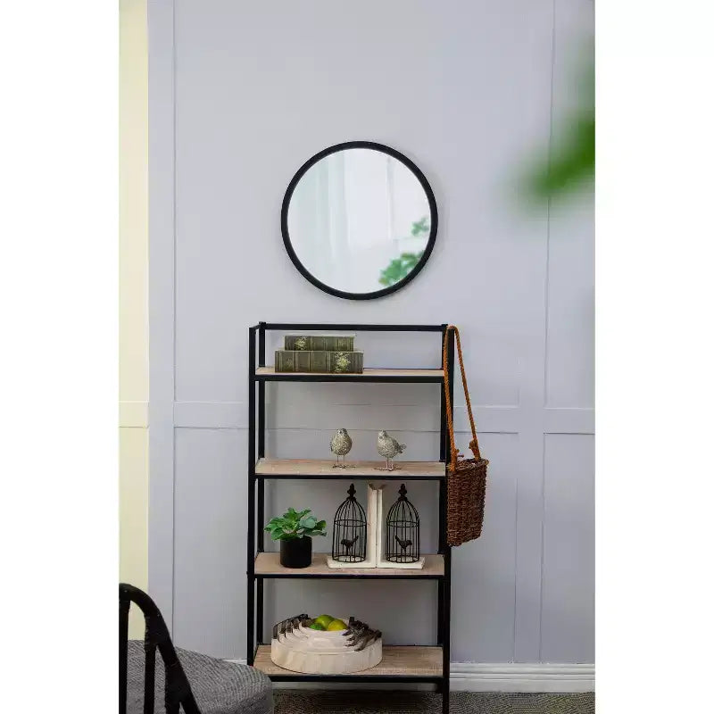 Specchio da parete rotondo 20x20 pollici con cornice in legno per bagno o camera da letto