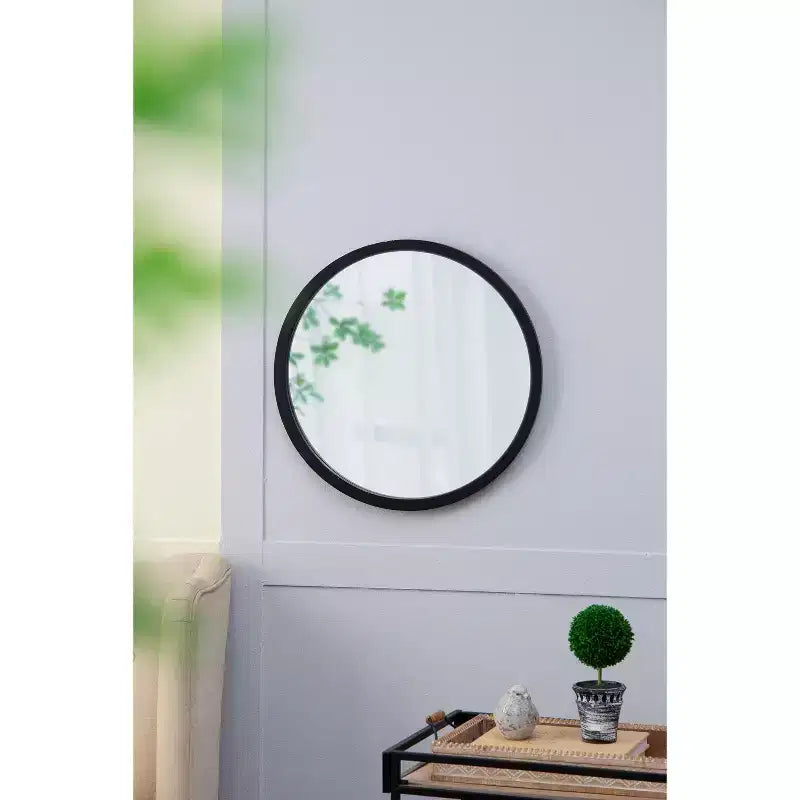 Specchio da parete rotondo 20x20 pollici con cornice in legno per bagno o camera da letto