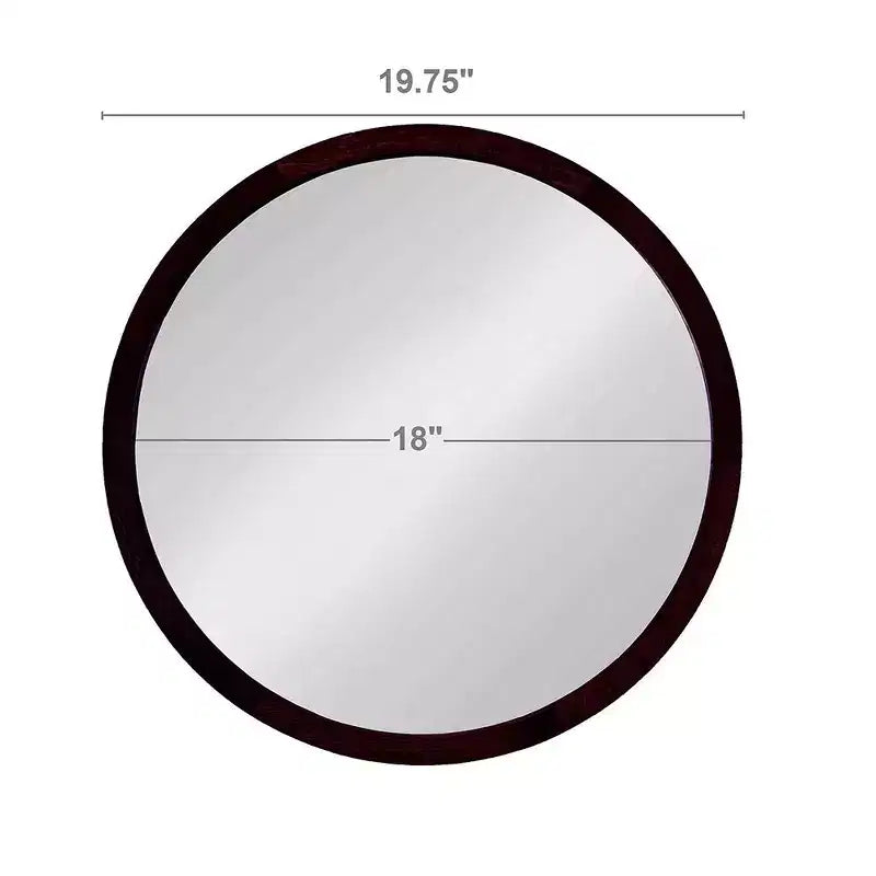 Specchio da parete rotondo 20x20 pollici con cornice in legno per bagno o camera da letto