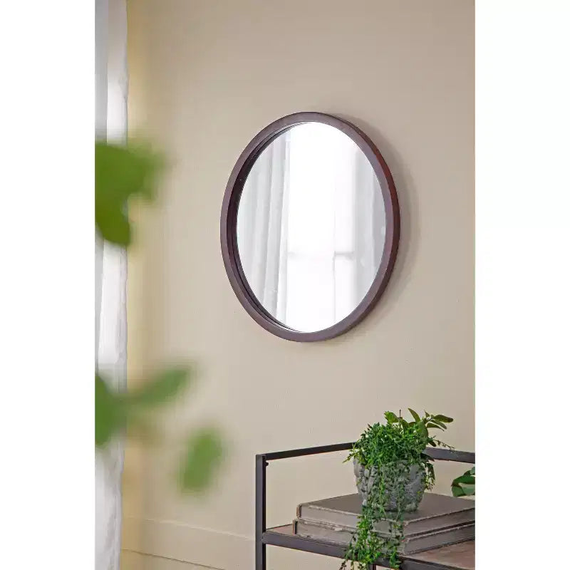 Specchio da parete rotondo 20x20 pollici con cornice in legno per bagno o camera da letto