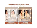 GustoWave Vanity Desk, Tavolino da trucco con specchio, prese integrate e porte USB