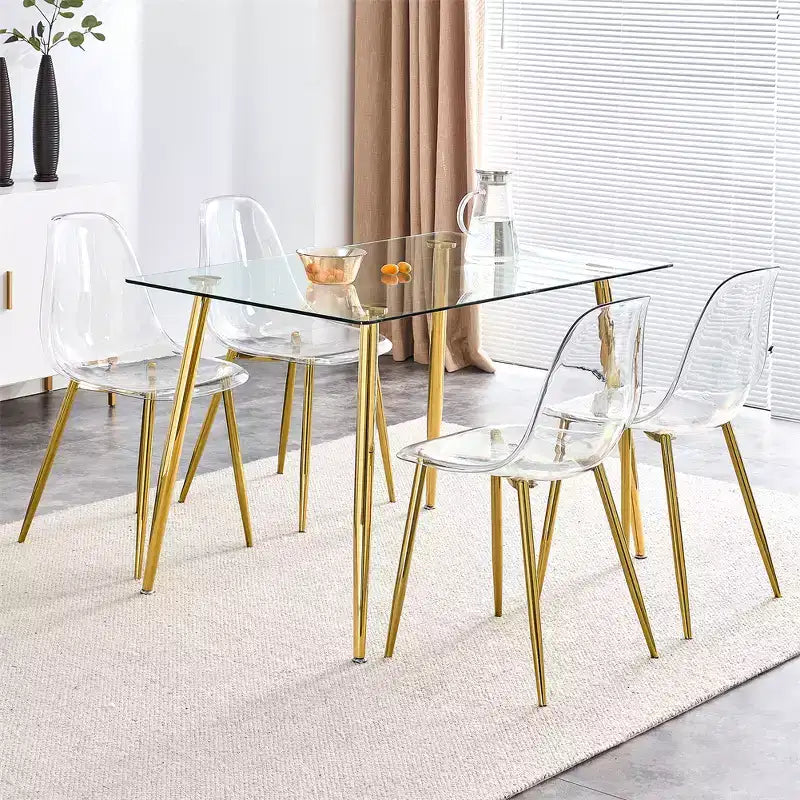 Set di 6 sedie da pranzo trasparenti senza braccioli con schienale, stile nordico moderno per cucina, sala da pranzo, soggiorno o ufficio