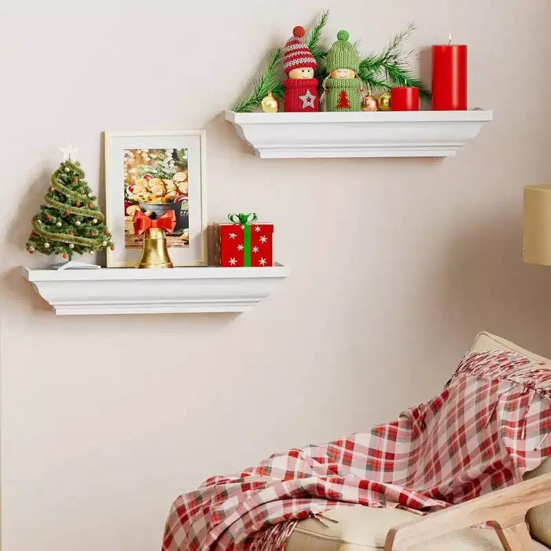 Mensole galleggianti bianche rustiche da parete, confezione da 2, 43 cm, per camera da letto, soggiorno, bagno, per organizzare lo spazio