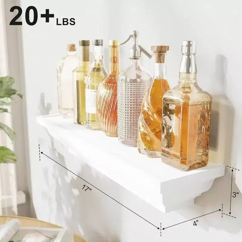 Mensole galleggianti bianche rustiche da parete, confezione da 2, 43 cm, per camera da letto, soggiorno, bagno, per organizzare lo spazio