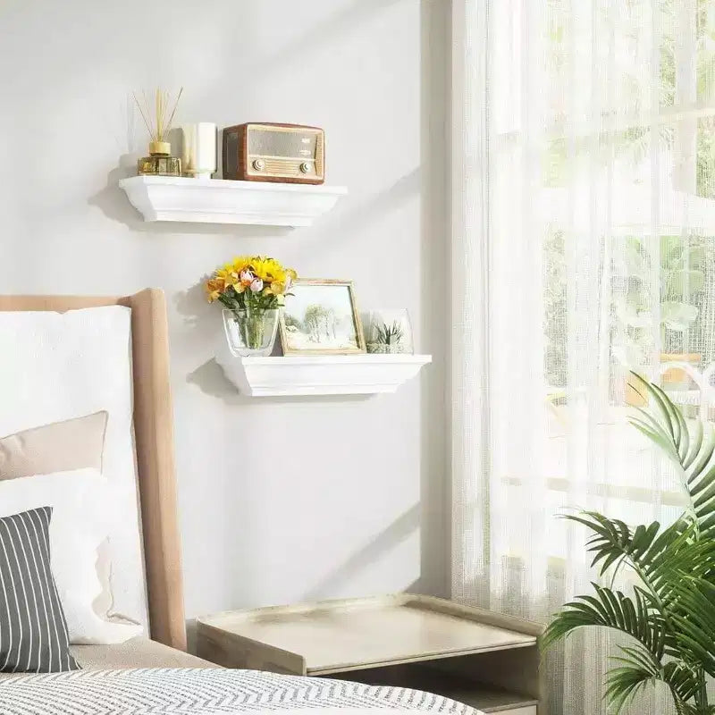 Mensole galleggianti bianche rustiche da parete, confezione da 2, 43 cm, per camera da letto, soggiorno, bagno, per organizzare lo spazio
