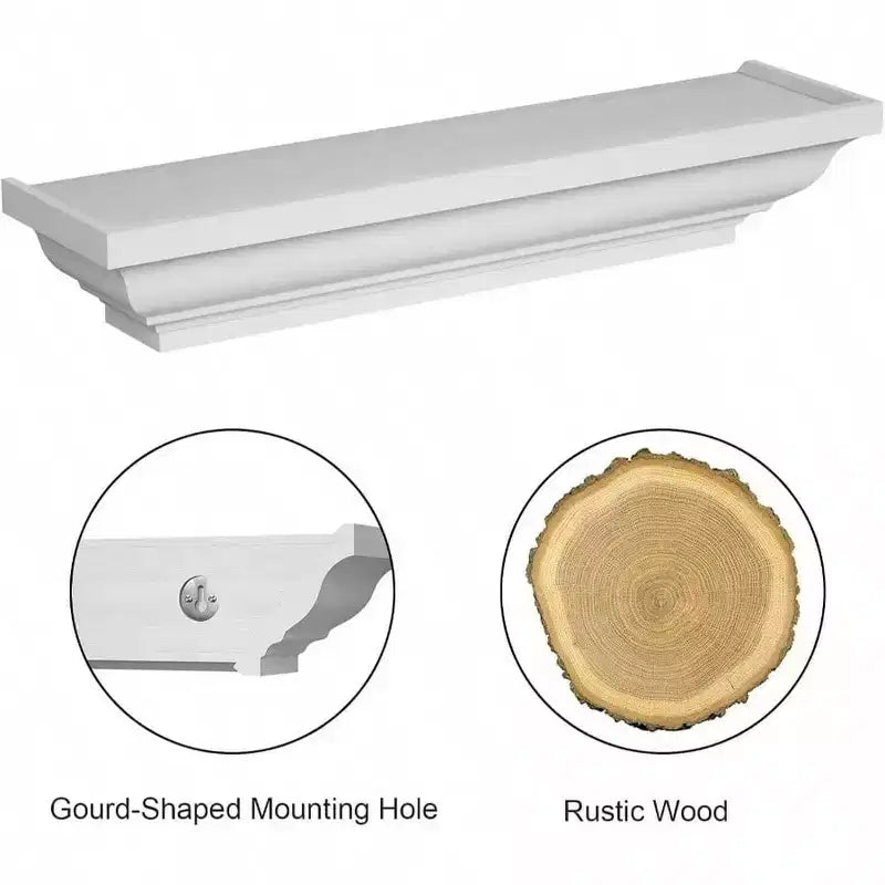 Mensole galleggianti bianche rustiche da parete, confezione da 2, 43 cm, per camera da letto, soggiorno, bagno, per organizzare lo spazio