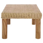 Tavolino da caffè in rattan intrecciato con struttura in legno di mango