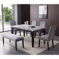 Tavolo da pranzo con ripiano in marmo grigio, 6 posti, 162 cm
