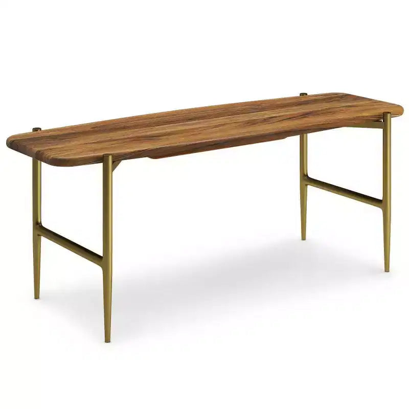 Panca WyndenHall Fleetwood Mid-Century in legno massello di acacia, 46", colore naturale