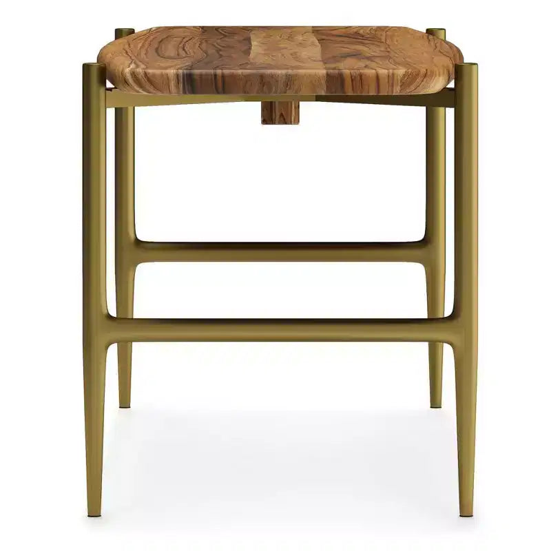 Panca WyndenHall Fleetwood Mid-Century in legno massello di acacia, 46", colore naturale