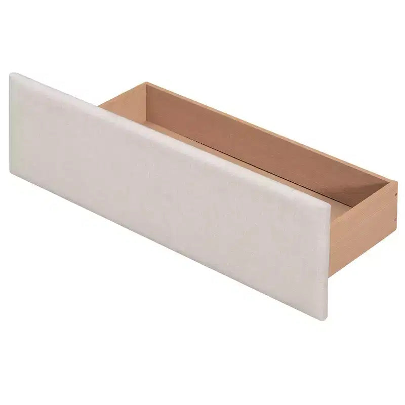 Letto a piattaforma Queen Size imbottito con testiera classica e 4 cassetti-ModernLuxe