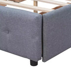 Letto a piattaforma Queen Size imbottito con testiera classica e 4 cassetti-ModernLuxe