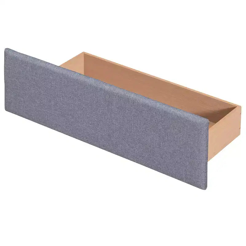 Letto a piattaforma Queen Size imbottito con testiera classica e 4 cassetti-ModernLuxe