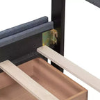 Letto a piattaforma Queen Size imbottito con testiera classica e 4 cassetti-ModernLuxe