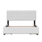 Letto a piattaforma Queen Size imbottito con testiera classica e 4 cassetti-ModernLuxe