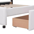 Letto a piattaforma Queen Size imbottito con testiera classica e 4 cassetti-ModernLuxe