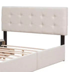Letto a piattaforma Queen Size imbottito con testiera classica e 4 cassetti-ModernLuxe