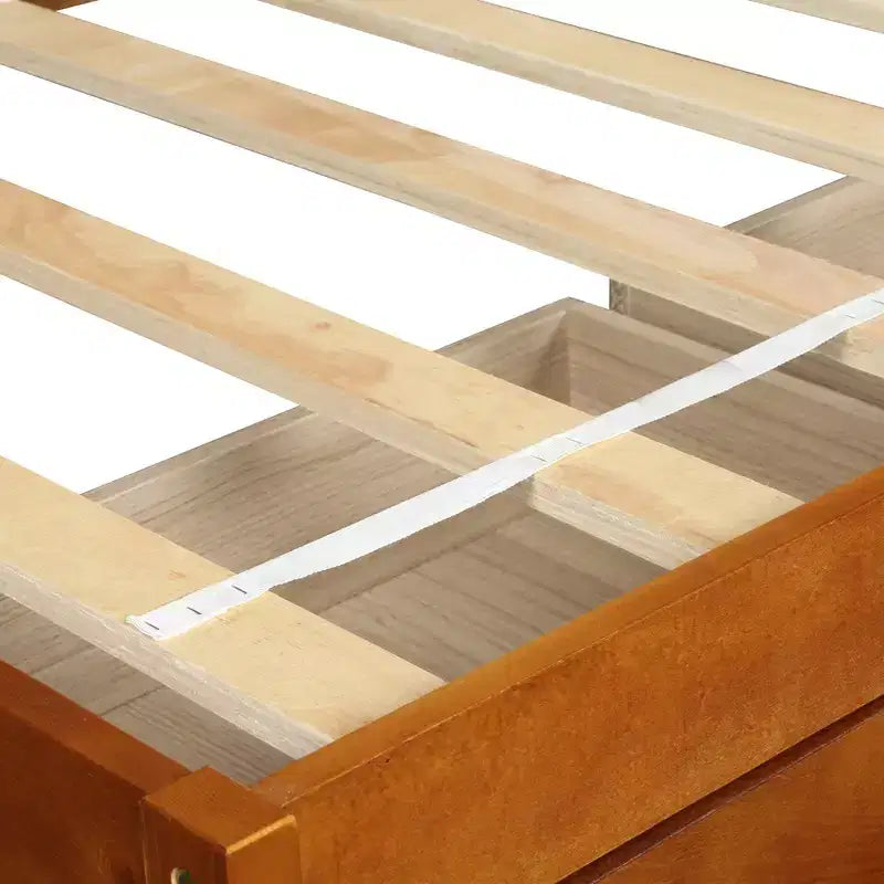 Letto a piattaforma a una piazza in legno di pino con 3 cassetti portaoggetti
