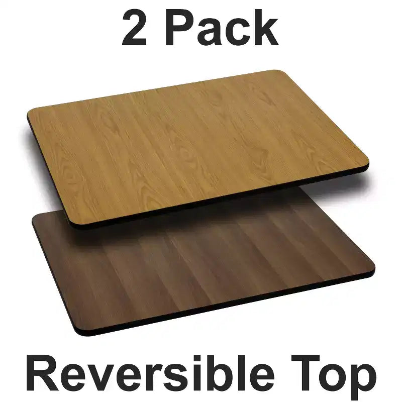 Confezione da 2 piani per tavolo rettangolari da 61 x 107 cm, in laminato reversibile