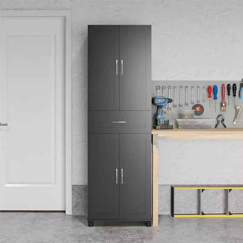 Armadio contenitore con anta a telaio e cassetto, alto 191 cm