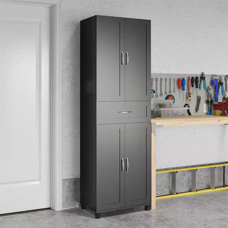 Armadio contenitore con anta a telaio e cassetto, alto 191 cm