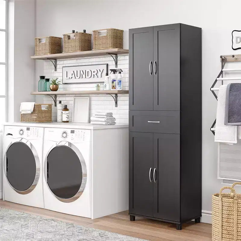 Armadio contenitore con anta a telaio e cassetto, alto 191 cm
